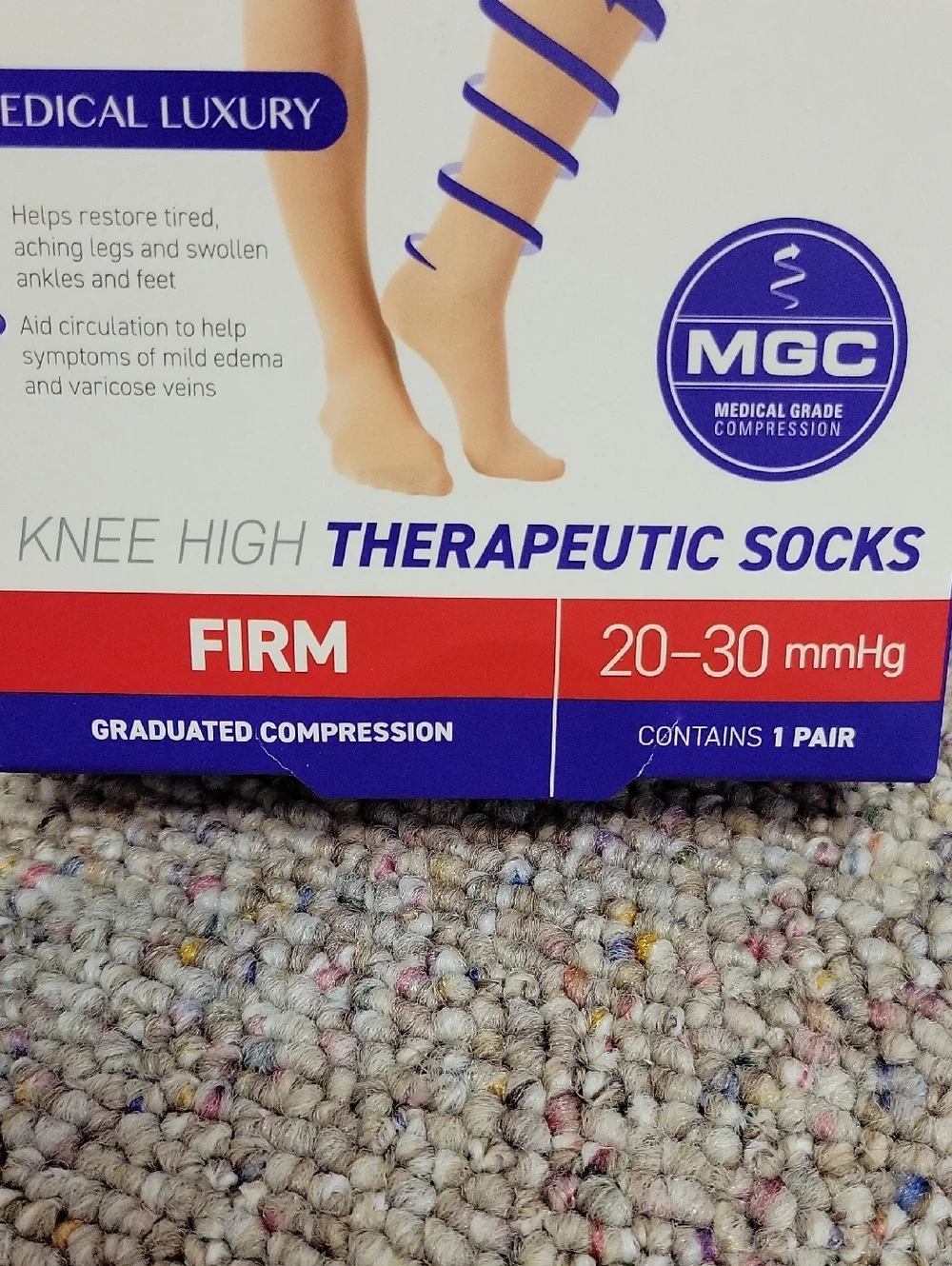 Knee High Therapeutic Socks - Beige (Firm 20-30 mmHg) Medium New Compression
